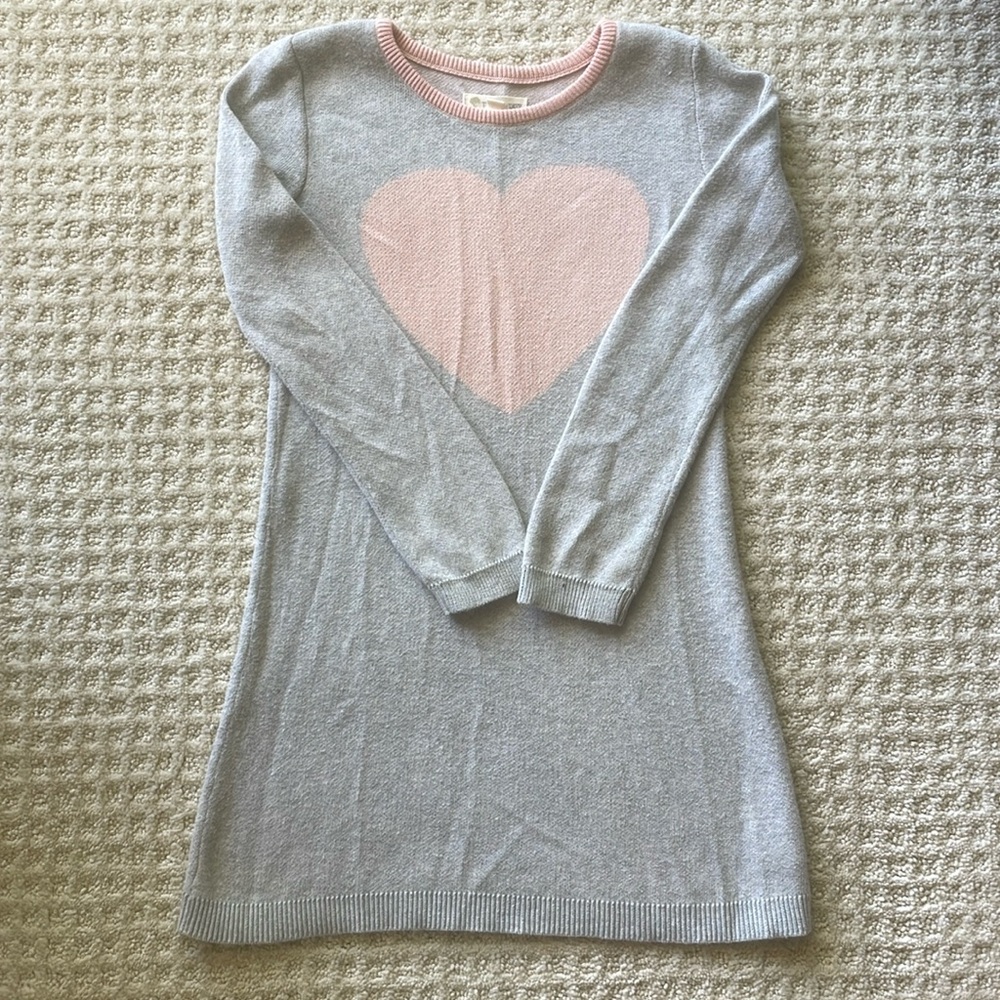 Tucker and Tate Girls Pink and Gray, Heart Sweater Dress, sz 6